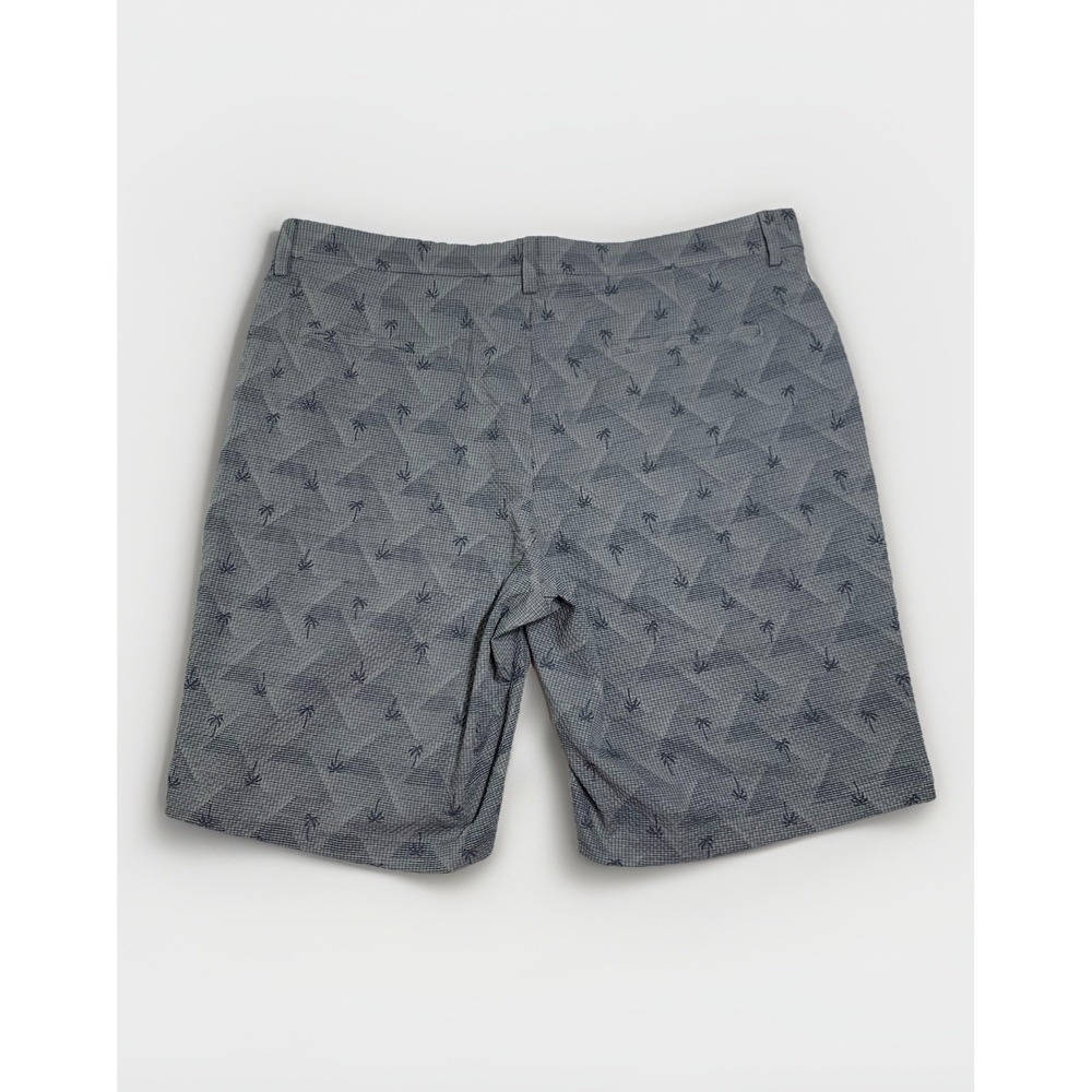 PGA Tour Men's 38 Seersucker Golf Shorts Gray Palm Trees Polyester Flex Waist - Picture 2 of 6